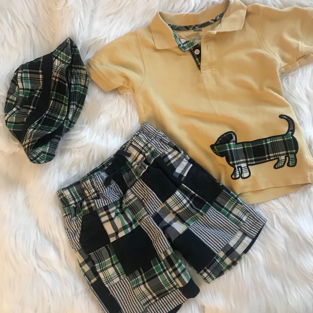 Gymboree 3 piece matching 3T short,shirt, hat